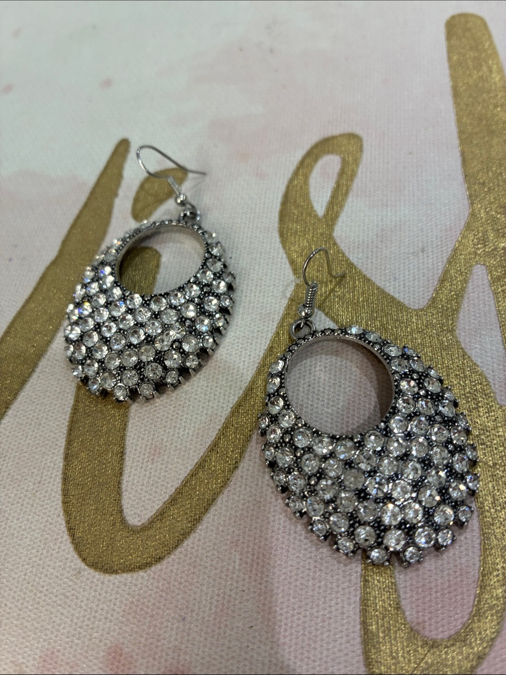 Crystal Pave Teardrop Dangle Earrings - Silver